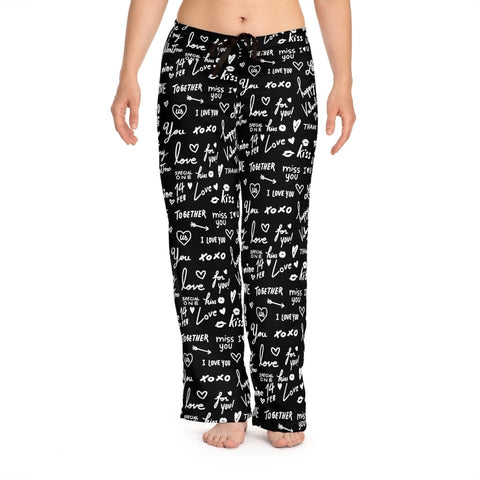 Black Love Notes Unisex Pajama Lounge Yoga Sleep Pants,Gift for Valentines/Anniversary/Christmas/Birthday/Graduation/Housewarming/Wedding/