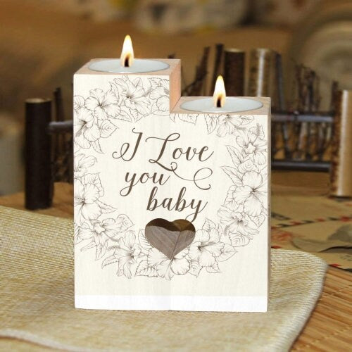 2pc Candle Holder Wooden Heart cutout personalised,New baby/new mom/New grandma/baby shower gift,Birthday/Anniversary/CHristmas gift