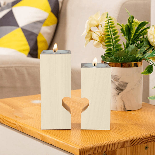 2pc Candle Holder Wooden Heart cutout personalised,New baby/new mom/New grandma/baby shower gift,Birthday/Anniversary/CHristmas gift