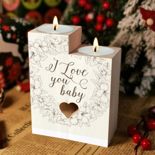 2pc Candle Holder Wooden Heart cutout personalised,New baby/new mom/New grandma/baby shower gift,Birthday/Anniversary/CHristmas gift