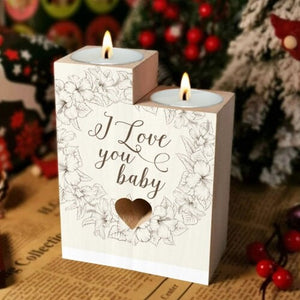 2pc Candle Holder Wooden Heart cutout personalised,New baby/new mom/New grandma/baby shower gift,Birthday/Anniversary/CHristmas gift