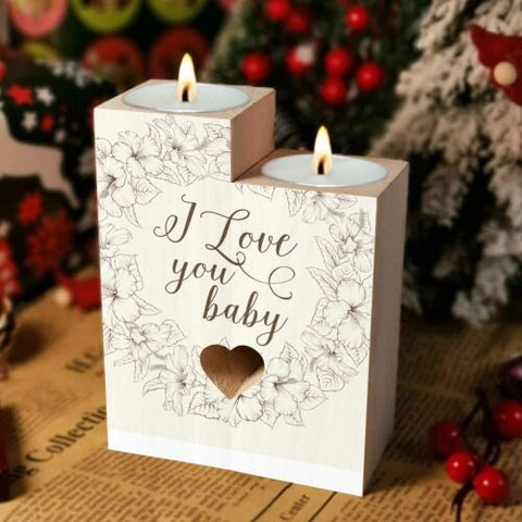 2pc Candle Holder Wooden Heart cutout personalised,New baby/new mom/New grandma/baby shower gift,Birthday/Anniversary/CHristmas gift