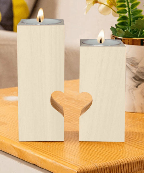 2pc Candle Holder Wooden Heart cutout personalised,New baby/new mom/New grandma/baby shower gift,Birthday/Anniversary/CHristmas gift