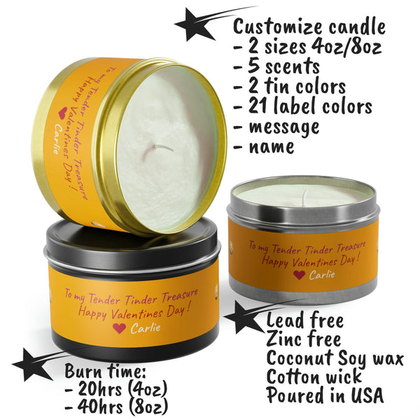 Personalized Tin Candle Tender Tinder Treasure Valentines Day gift for boyfriend girlfriend,couple anniversary gift,gifts for husband wife