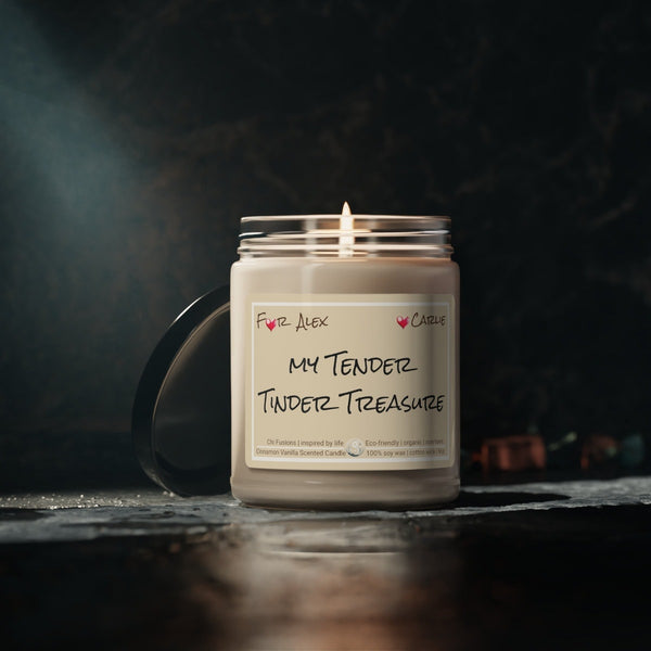 Personalized 9oz Glass Candle My Tender Tinder Treasure Valentine Day gift for boyfriend girlfriend,couple anniversary gift husband wife