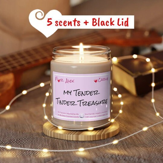 Personalized 9oz Glass Candle My Tender Tinder Treasure Valentine Day gift for boyfriend girlfriend,couple anniversary gift husband wife