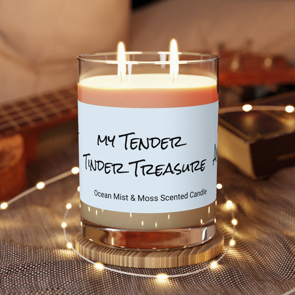 Personalized 2wick 11oz Glass Jar Candle My Tender Tinder Treasure Valentine Day gift for boy/girlfriend,couple anniversary gift wife hubby