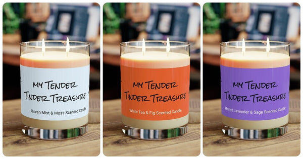 Personalized 2wick 11oz Glass Jar Candle My Tender Tinder Treasure Valentine Day gift for boy/girlfriend,couple anniversary gift wife hubby