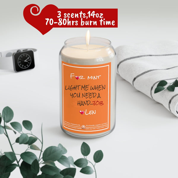 Personalized Need a hand job Glass Candle 14oz Funny Valentine Day gift for girlfriend,naughty funny couple anniversary gift wife birthday