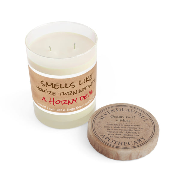 Personalized Smells like A Horny Devil Glass Jar Candle Housewarming gift,sex devil humor candle,bedroom sex joke husband wife birthday gift