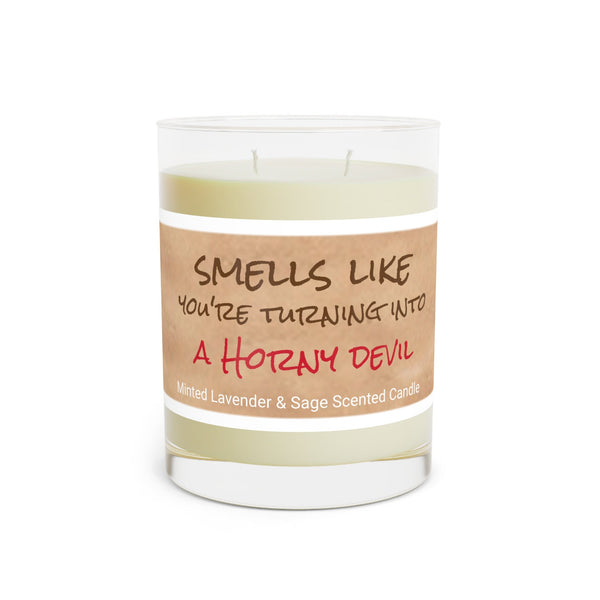 Personalized Smells like A Horny Devil Glass Jar Candle Housewarming gift,sex devil humor candle,bedroom sex joke husband wife birthday gift