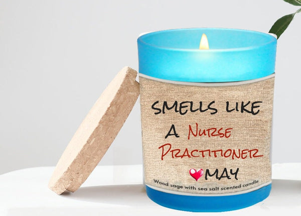Personalized Nurse Practitioner Candle Valentine Day Blue Glass nurse gift for boy/girlfriend,nursing student gift,nurse girlfriend gift