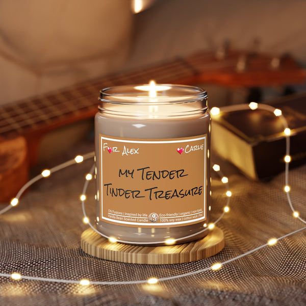 Personalized My Tender Tinder Treasure 9oz Glass Candle Valentine Day gift for boyfriend girlfriend,couple anniversary gift for husband wife