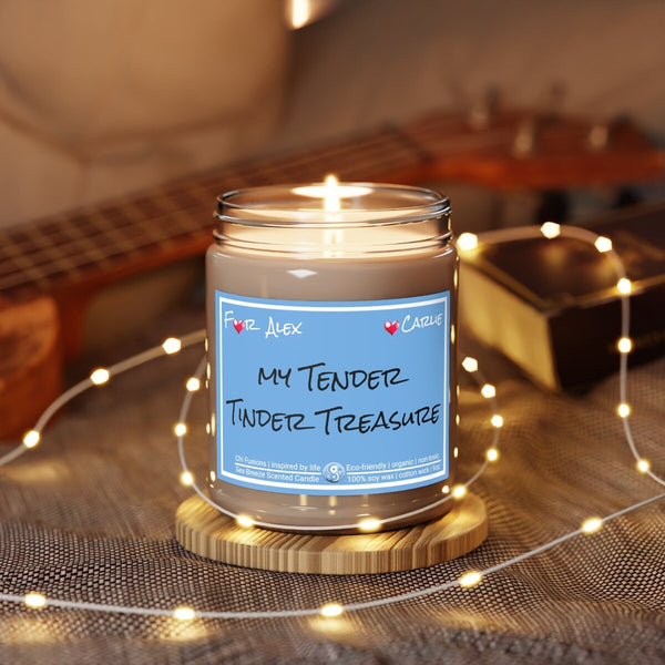 Personalized My Tender Tinder Treasure 9oz Glass Candle Valentine Day gift for boyfriend girlfriend,couple anniversary gift for husband wife