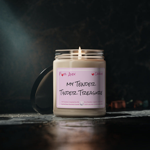 Personalized 9oz Glass Candle My Tender Tinder Treasure Valentine Day gift for boyfriend girlfriend,couple anniversary gift husband wife
