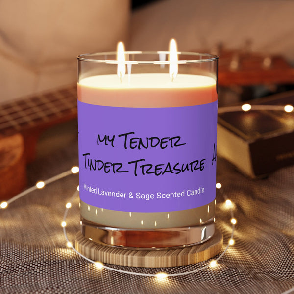 Personalized 2wick 11oz Glass Jar Candle My Tender Tinder Treasure Valentine Day gift for boy/girlfriend,couple anniversary gift wife hubby