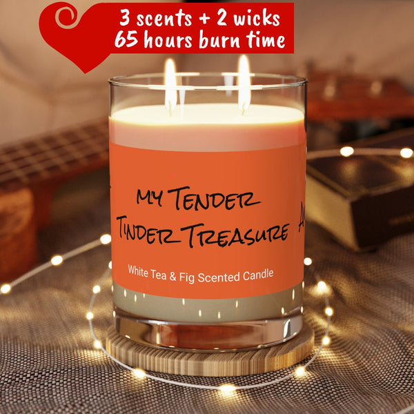 Personalized 2wick 11oz Glass Jar Candle My Tender Tinder Treasure Valentine Day gift for boy/girlfriend,couple anniversary gift wife hubby