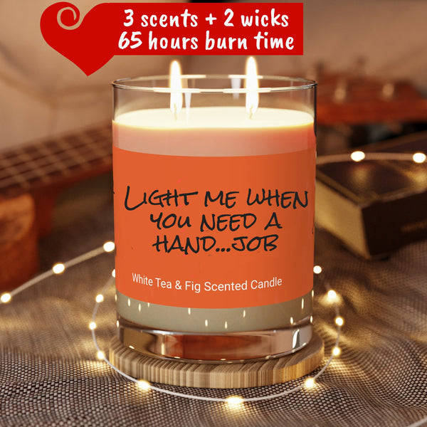 Personalized Light Me for a Hand job Glass Jar Candle 2wick 11oz Valentine Day gift for boy/girlfriend,couple anniversary gift wife hubby