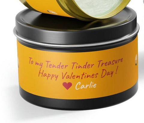 Personalized Tin Candle Tender Tinder Treasure Valentines Day gift for boyfriend girlfriend,couple anniversary gift,gifts for husband wife