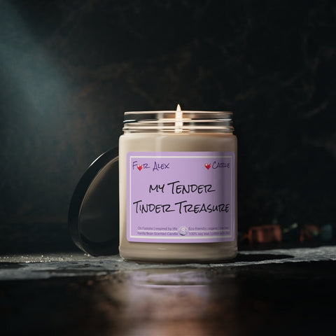 Personalized 9oz Glass Candle My Tender Tinder Treasure Valentine Day gift for boyfriend girlfriend,couple anniversary gift husband wife
