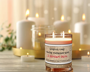 Personalized Smells like A Horny Devil Glass Jar Candle Housewarming gift,sex devil humor candle,bedroom sex joke husband wife birthday gift