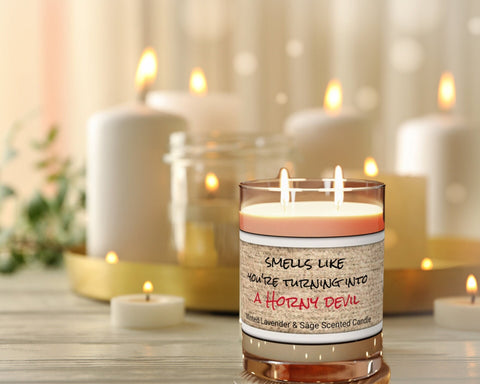Personalized Smells like A Horny Devil Glass Jar Candle Housewarming gift,sex devil humor candle,bedroom sex joke husband wife birthday gift