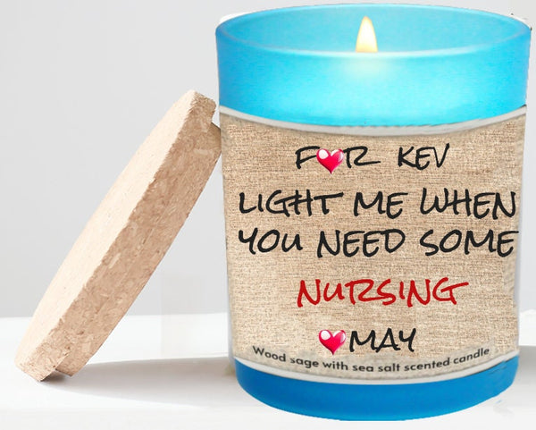 Personalized Need Nursing funny soy Candle Valentine Day Blue Glass funny nurse joke gift for boyfriend,nurse couple anniversary funny gift