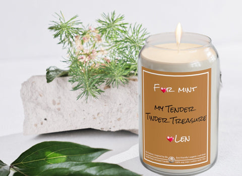 Personalized 14oz Glass Candle My Tender Tinder Treasure Valentine Day gift for boyfriend girlfriend,couple anniversary gift husband wife