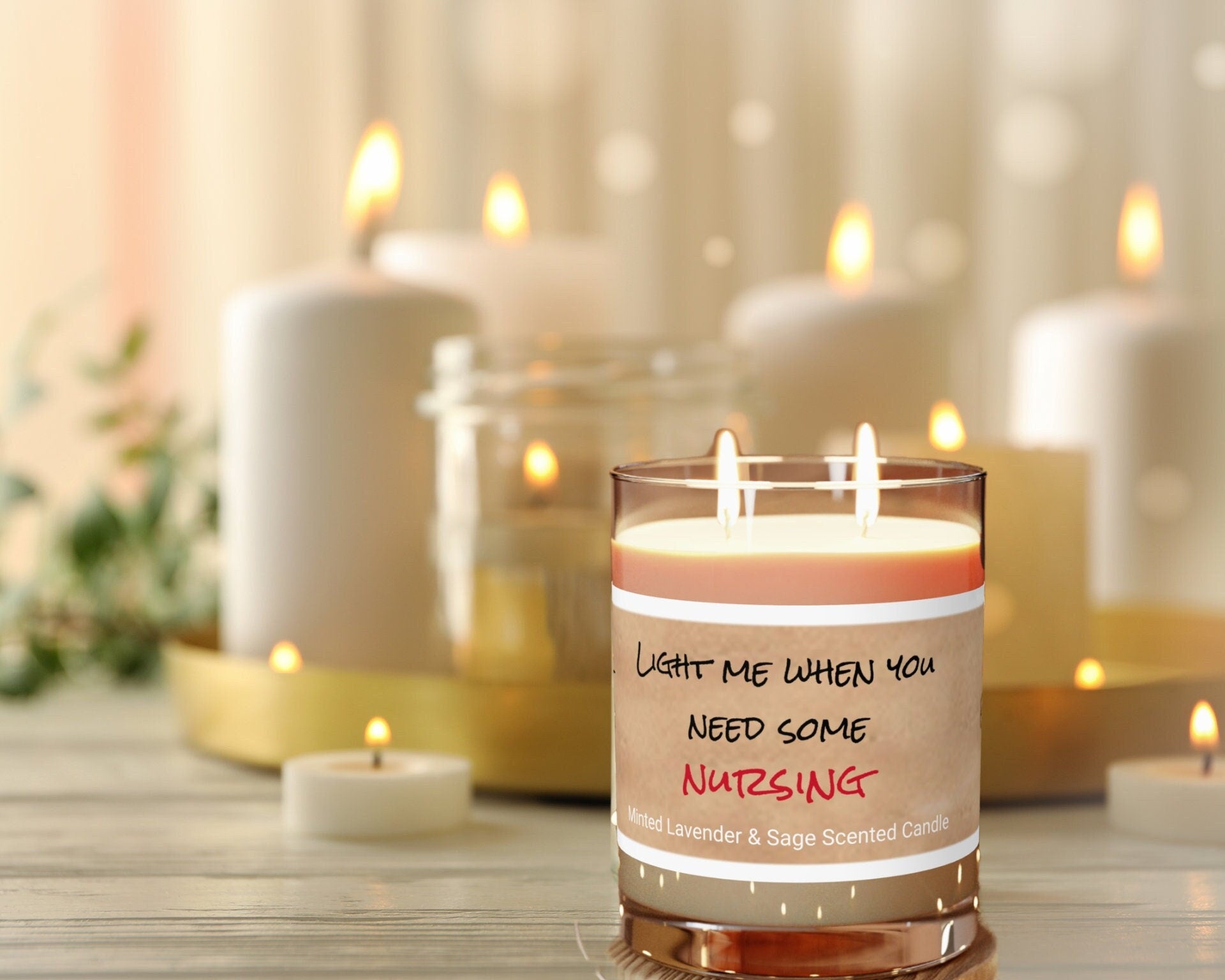 Personalized Light Me for Nursing Glass Jar Candle Nurse joke Valentine Day gift for boy/girlfriend,couple anniversary gift nurse wife hubby