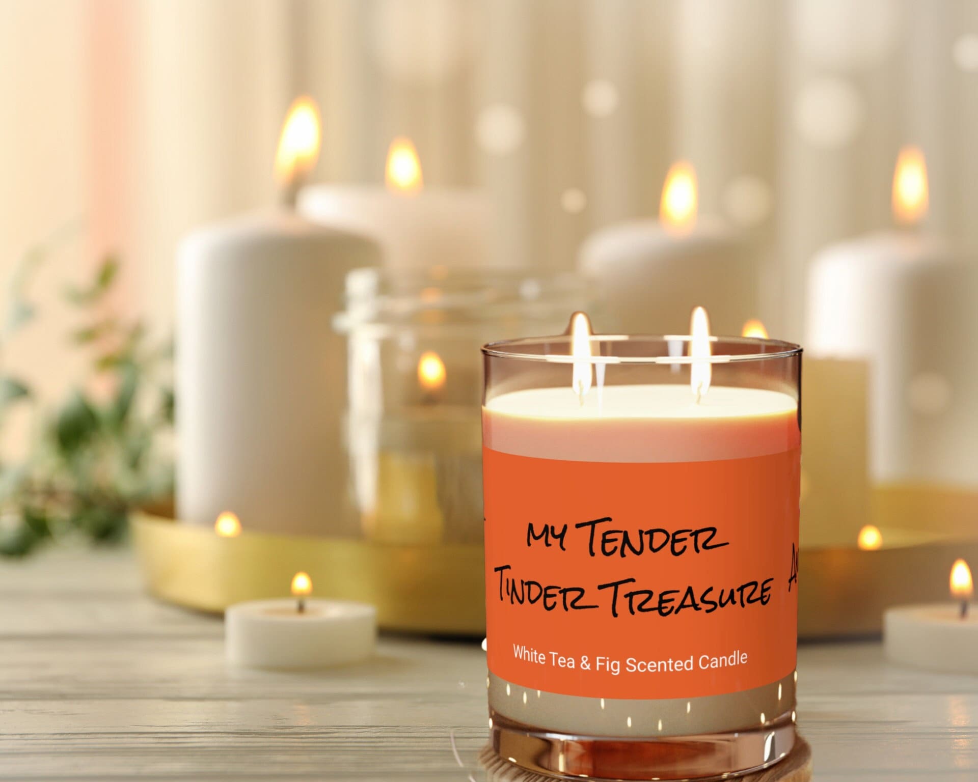 Personalized 2wick 11oz Glass Jar Candle My Tender Tinder Treasure Valentine Day gift for boy/girlfriend,couple anniversary gift wife hubby